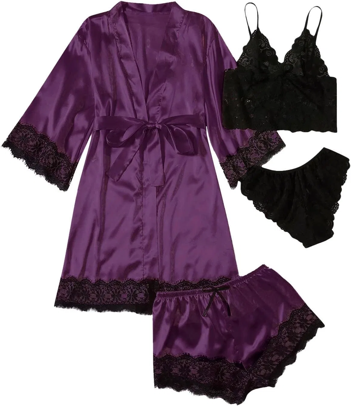 Комплект пижамы из шелкового сатина, Purple