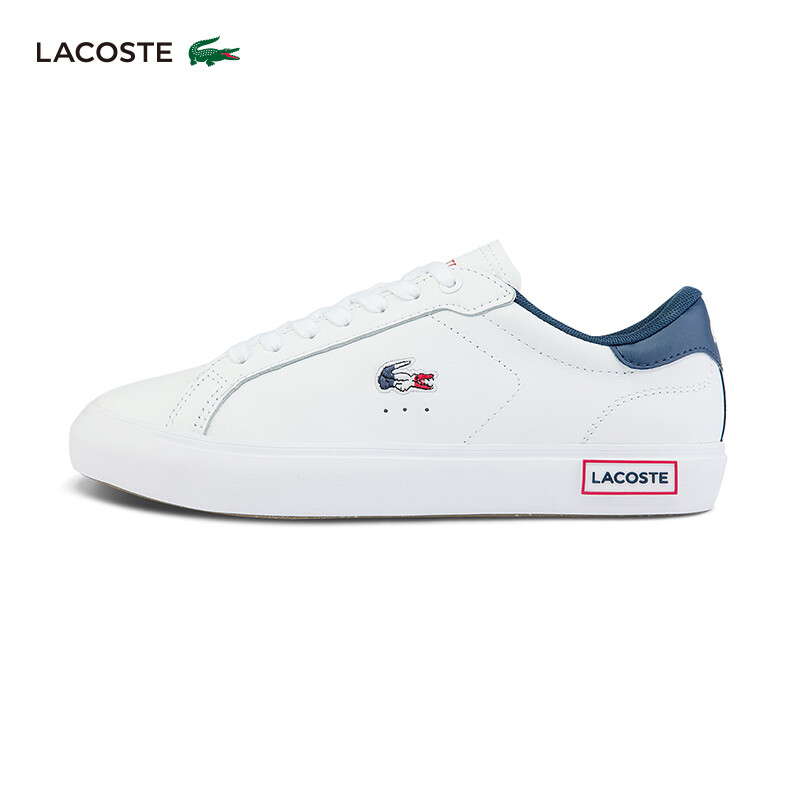 

Кеды женские Lacoste кожаные, белый / темно - синий / красный