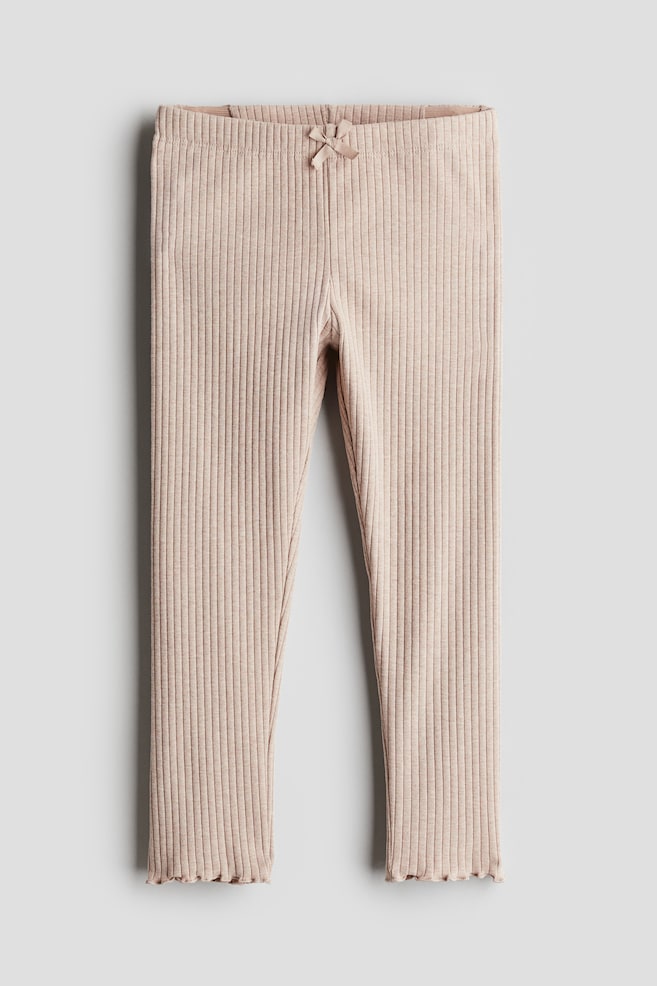 Леггинсы из хлопка в рубчик H&M, бежевый