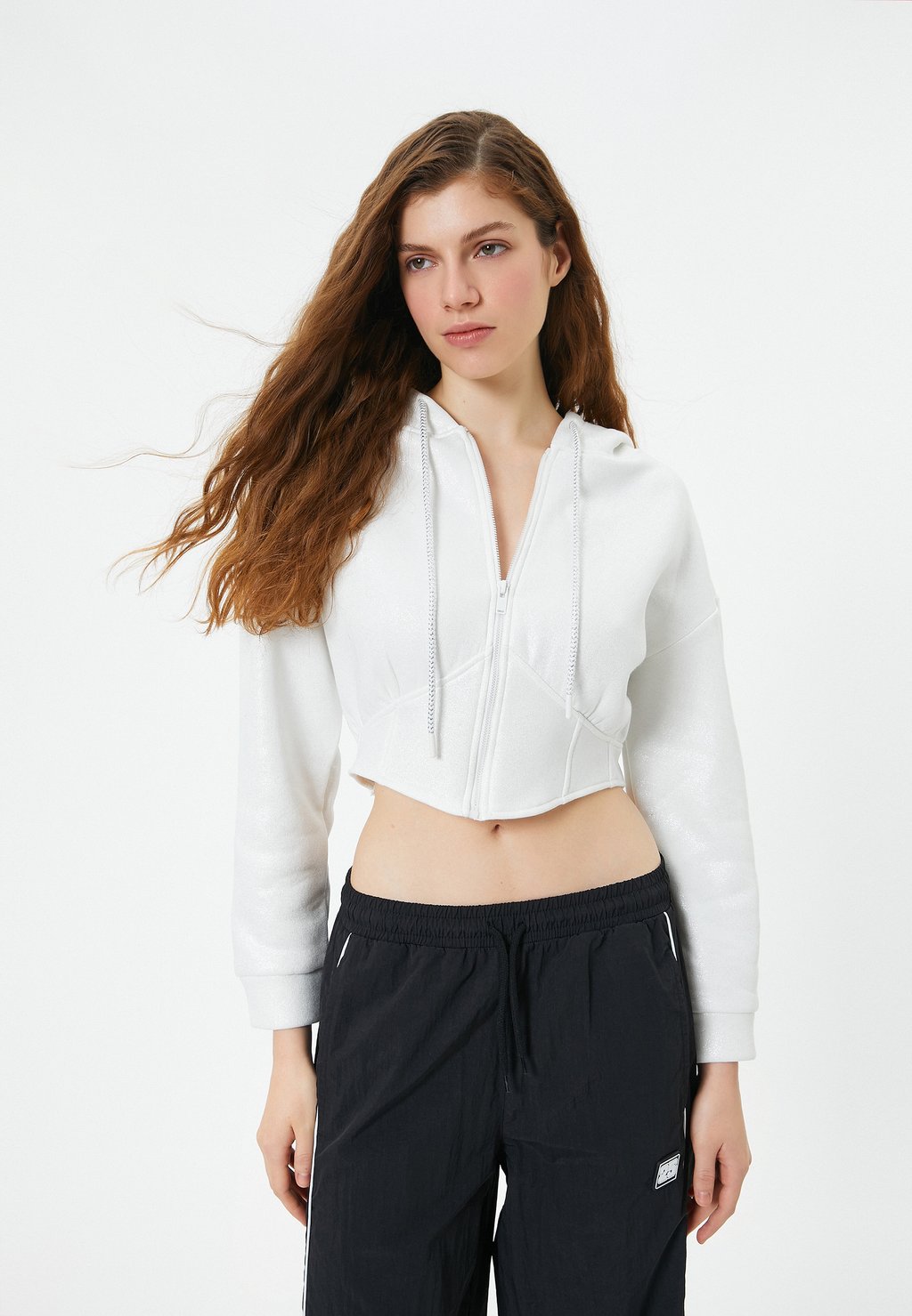 

Толстовка на молнии CROP HOODED DETAIL Koton, белый