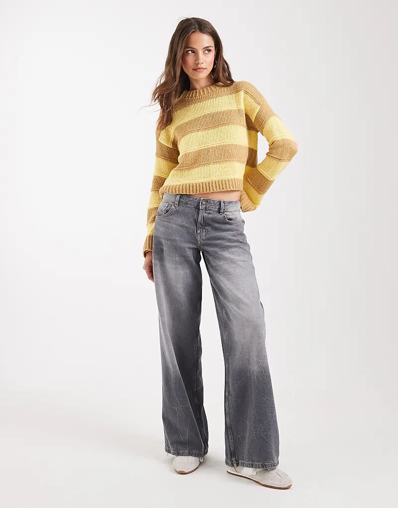 

Вязаный свитер ASOS DESIGN в желтую и бежевую полоску