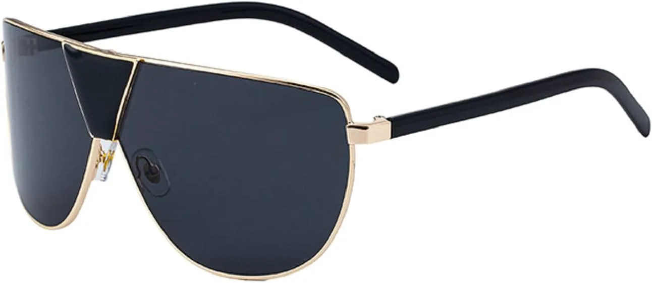 

Крупные квадратные солнцезащитные очки для женщин, роскошные, модные, в стиле панк, солнцезащитные очки-щитки, очки для активного отдыха mincl, Gold Black