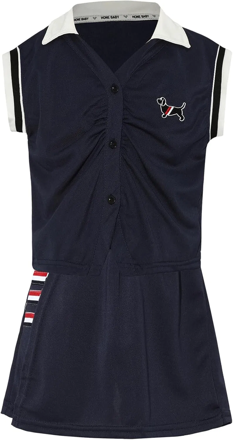 Детский спортивный костюм теннисный топ и юбка vastwit, Navy Blue, 5-6 Years — фото 4