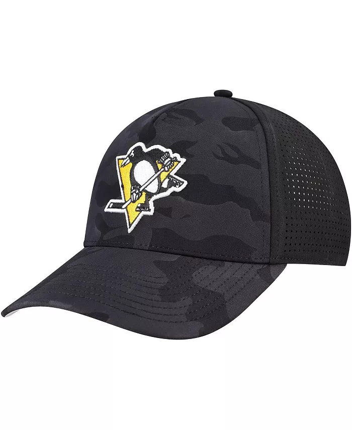 

Мужская черная кепка Pittsburgh Penguins Valin Camo Super Tech с вентиляцией и регулировкой American Needle