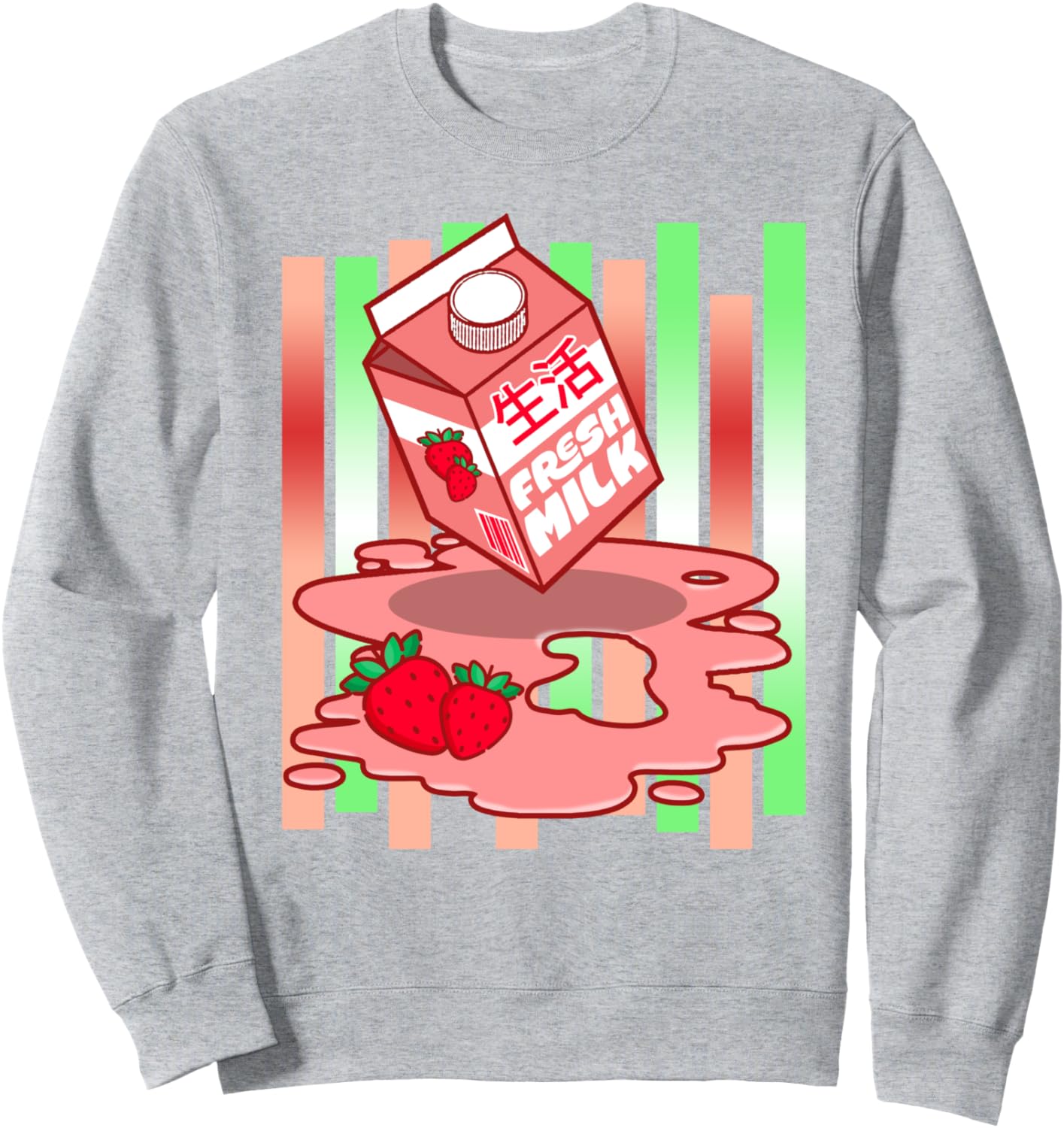 

Винтажная японская толстовка 90-х годов в стиле каваи с графическим изображением клубничного молочного коктейля Shota'S Pink Strawberry Milk Gear, серый