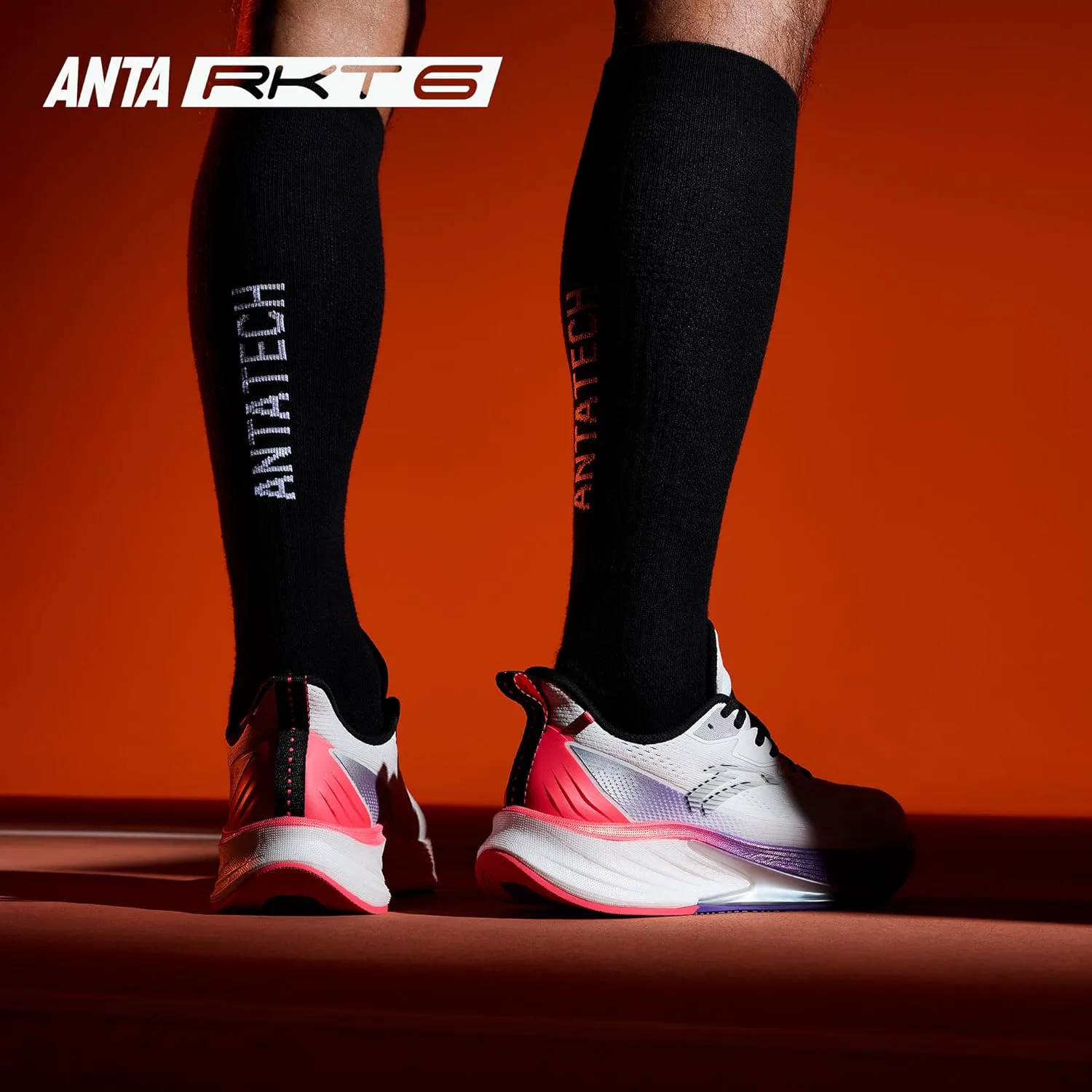 Кроссовки для бега ANTA Men’s Rocket6 с амортизацией, комфортные, дышащие, для тренировок в спортзале и кросс-тренинга, белый/фиолетовый