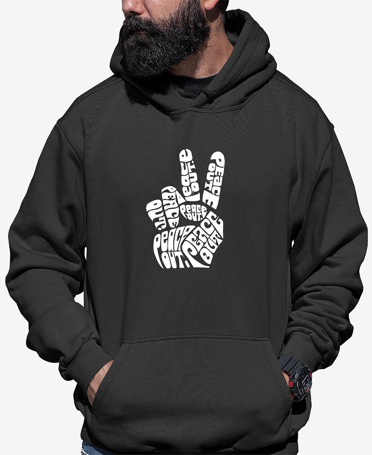

Мужская толстовка с капюшоном Word Art Peace Out LA Pop Art