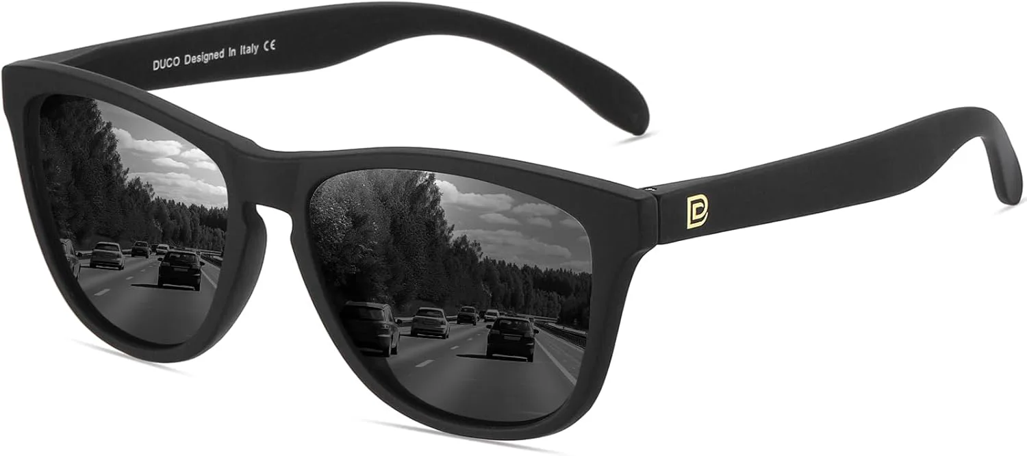 

Солнцезащитные очки DUCO Retro Round Polarized для мужчин и женщин, очки для вождения, защита UV400, легкая оправа, модель 3002, Matte Black Frame Grey Lens