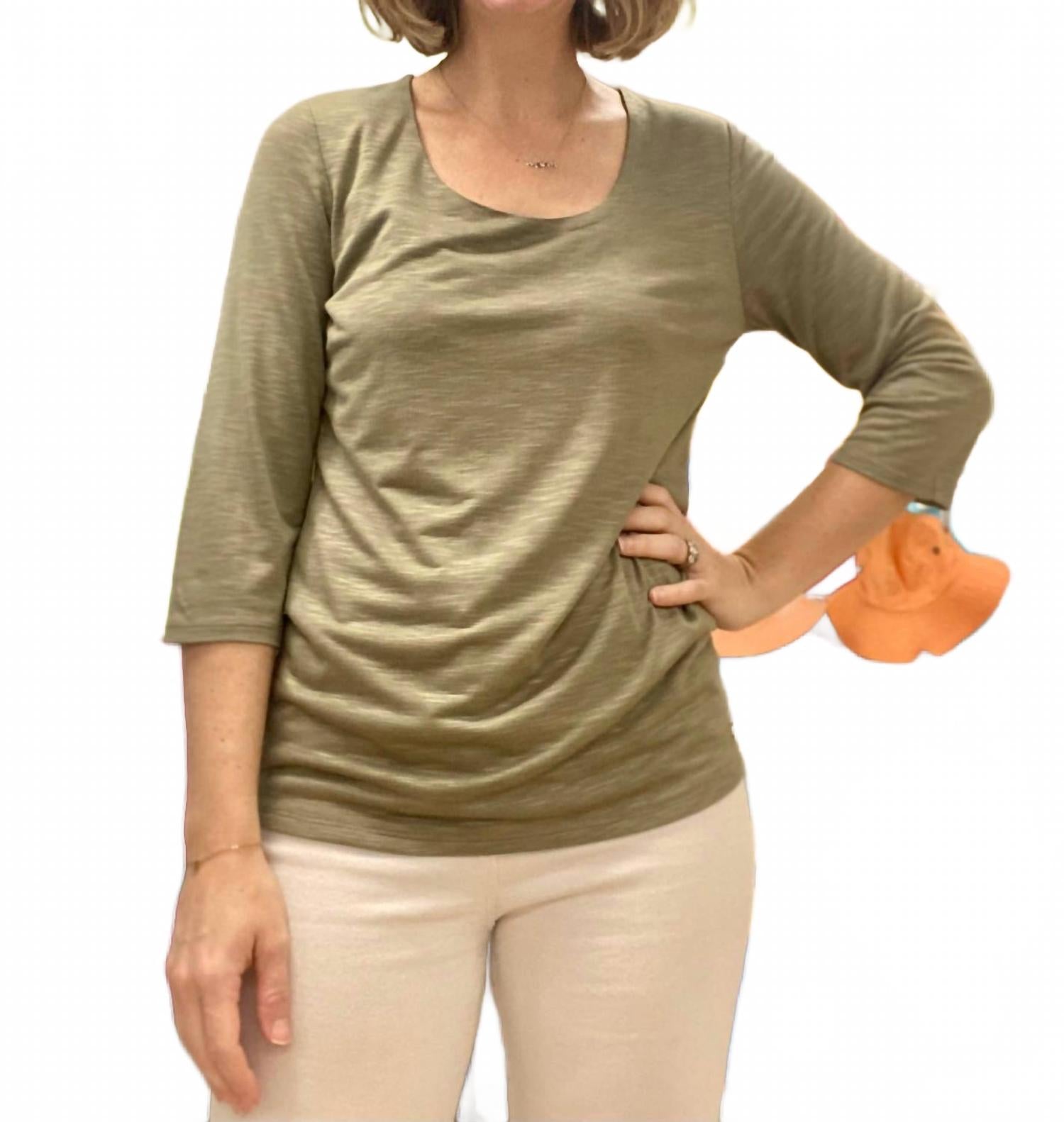 

Зеленая блузка с круглым вырезом MARBLE