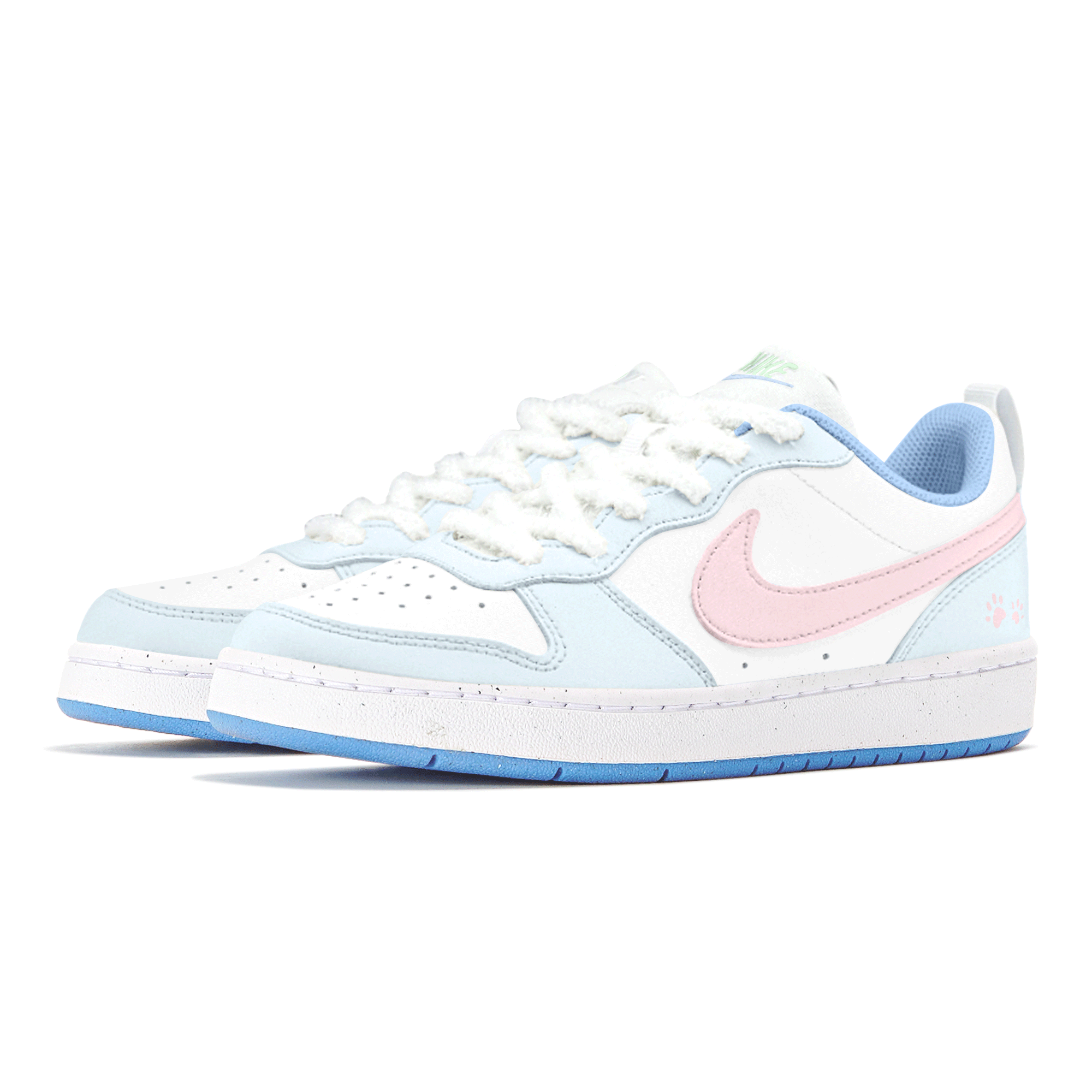 Nike Детские кроссовки для скейтбординга Court Borough Ice с кокосовым молоком, нескользящие, износостойкие, розовые, синие, подростковые — фото 3
