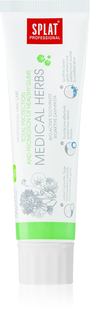

Профессиональная биоактивная зубная паста на основе лечебных трав для защиты зубов и десен Splat, 100 гр