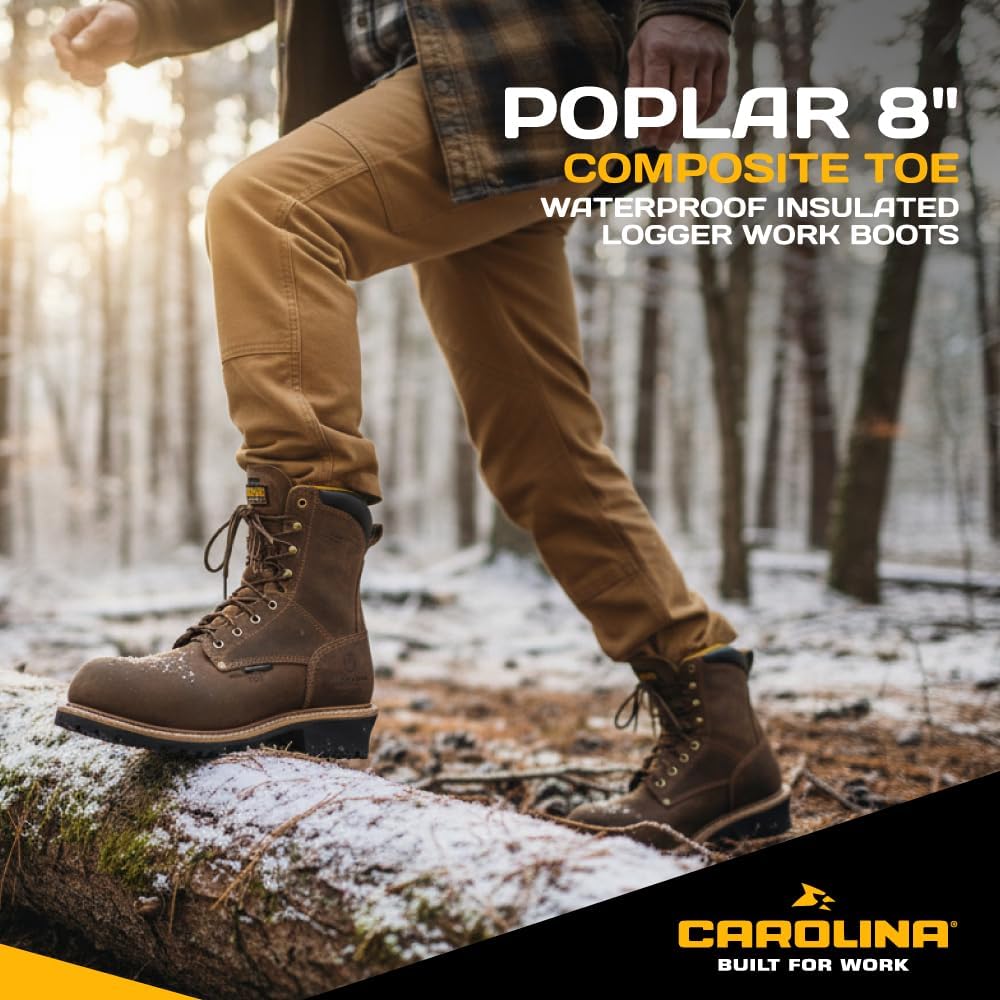 Мужские ботинки Carolina Poplar 8 с композитным носком, утепленные и водонепроницаемые, темно-коричневый — фото 2