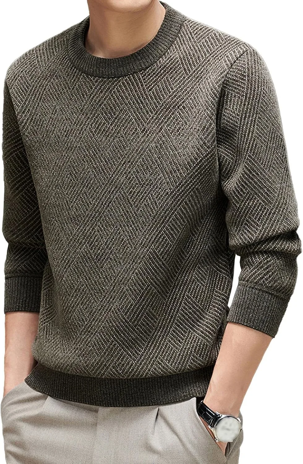 Мужской свитер Soft Knitted, длинный рукав, Slim Fit, Crewneck
