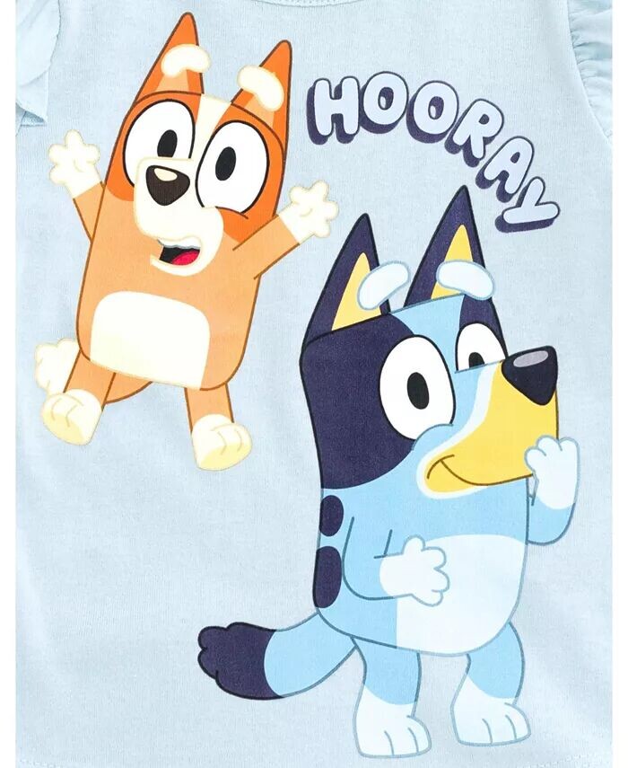 Комплект одежды из футболки и леггинсов для девочек (2T–10–12 лет) Bluey, синий — фото 3