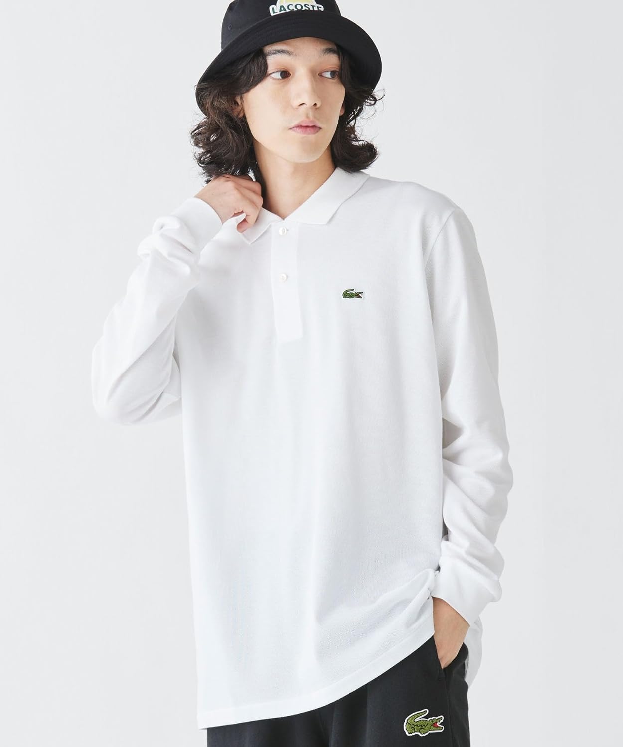 Официальная поло-рубашка Lacoste Original Fit с длинным рукавом, модель L1312, белый — фото 3