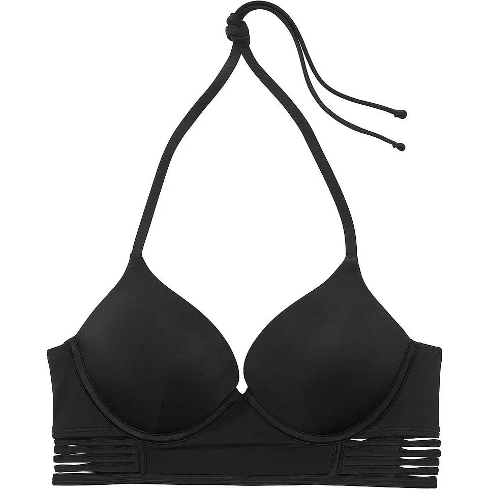 Бикини-топ PINK Archives Swim Bombshell Push Up Longline, женский, черный Victoria's Secret, Black