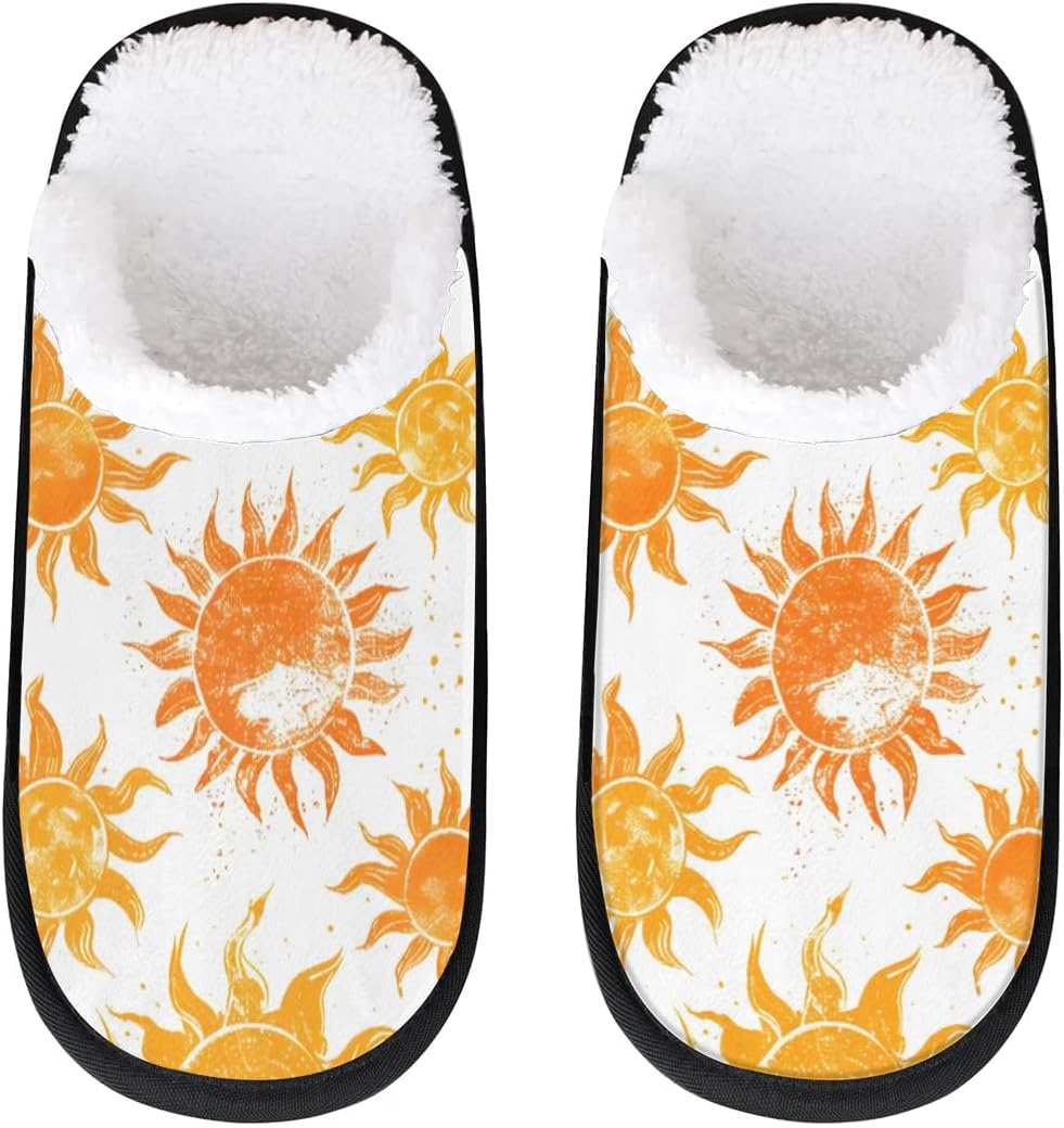 

Тапочки Gublec для женщин и мужчин, уютные с нескользящей подошвой, для дома, теплые плюшевые тапочки для дома, спальни и путешествий, Sun Theme