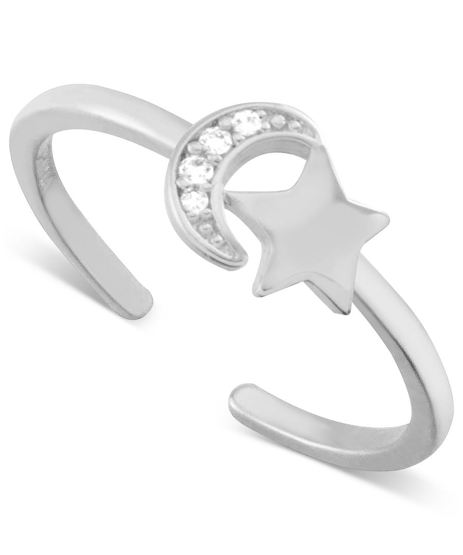 

Кольцо на палец ноги с кристаллами в виде луны и звезды, посеребренное And Now This, Silver
