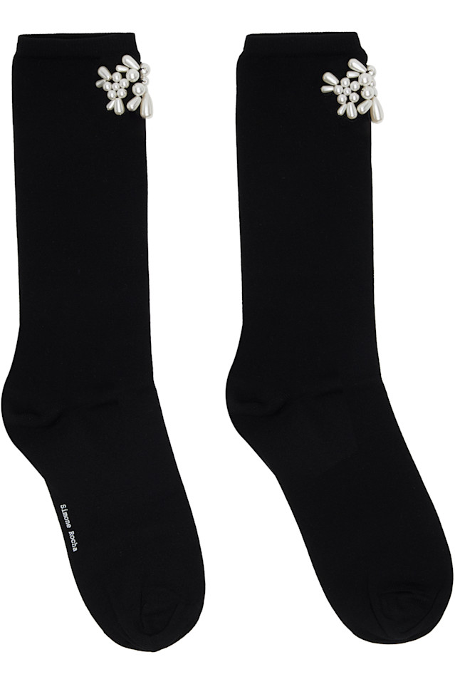 

Simone Rocha Черные носки с цветочным узором из бисера