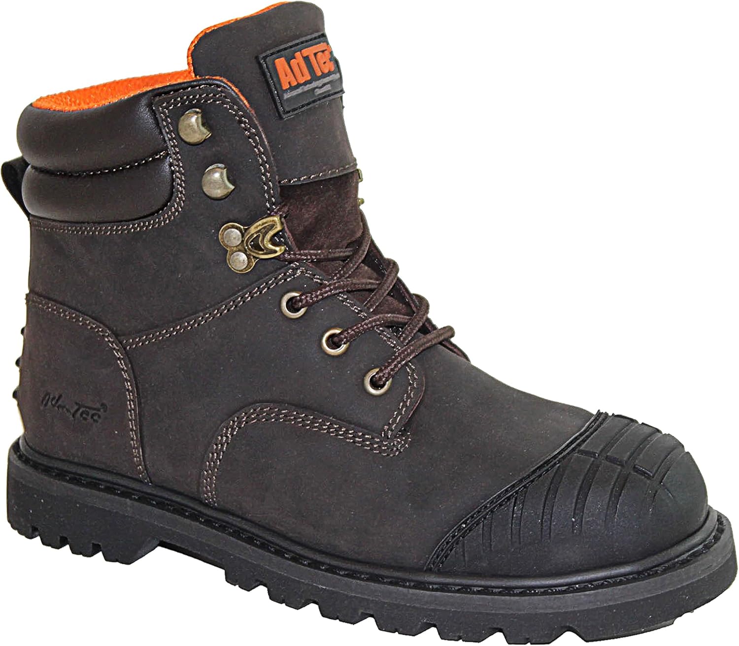 

Мужские ботинки Ad Tec 15 см из кожи Crazy Horse с сертифицированной конструкцией, коричневые, Защитный стальной носок и резиновая накладка