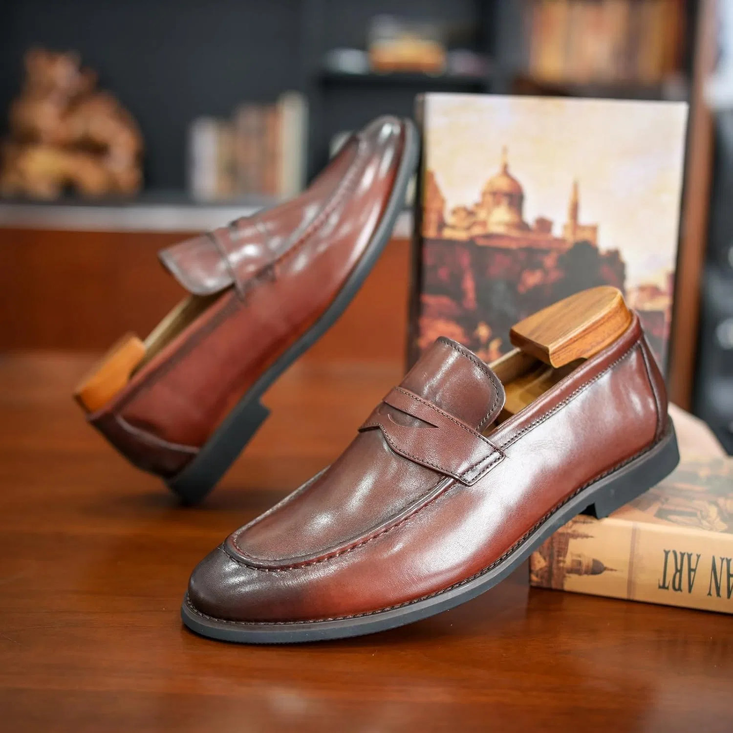 Лоферы кожаные Mens Loafer Shoes, коричневый — фото 3