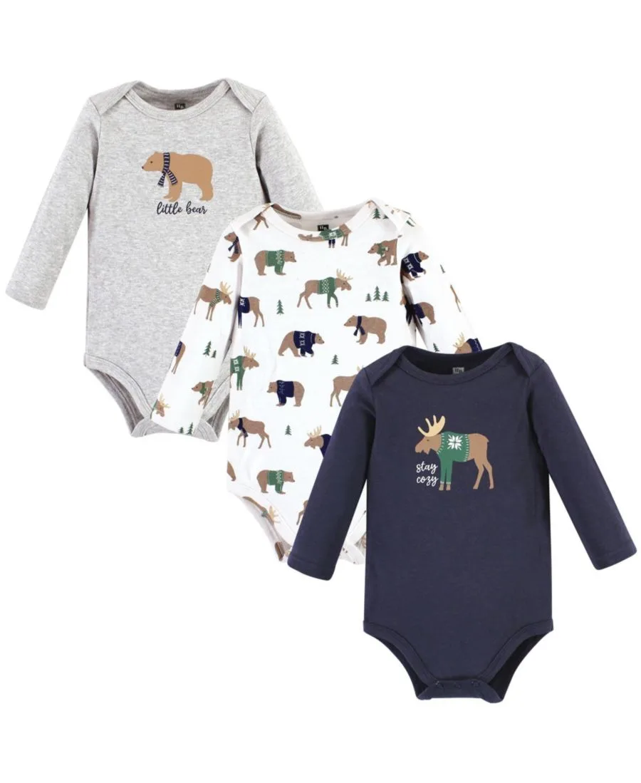 Хлопковые боди с длинными рукавами, комплект из 3 штук Hudson Baby, Moose Bear Sweater