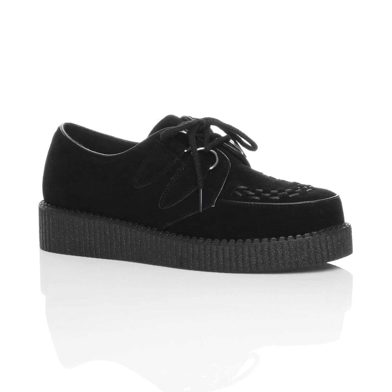 

Туфли Teddy Boy на низкой танкетке Creepers из искусственной замши на шнуровке AJVANI, черный