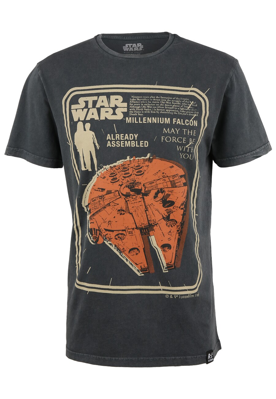 

Классическая футболка Recovered Shirt Star Wars Millenium Falcon Assembled, темно-серый