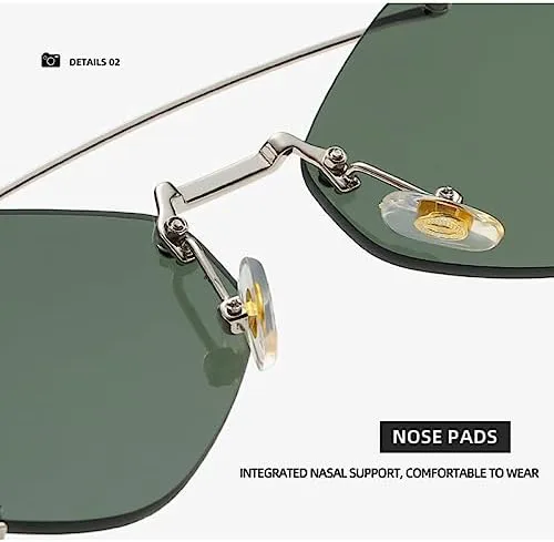 

Солнцезащитные очки без оправы с многоугольной формой для женщин, очки с переносицей в стиле ретро, ​​солнцезащитные очки с защитой от УФ-излучения UV400 MTZJH, Brown