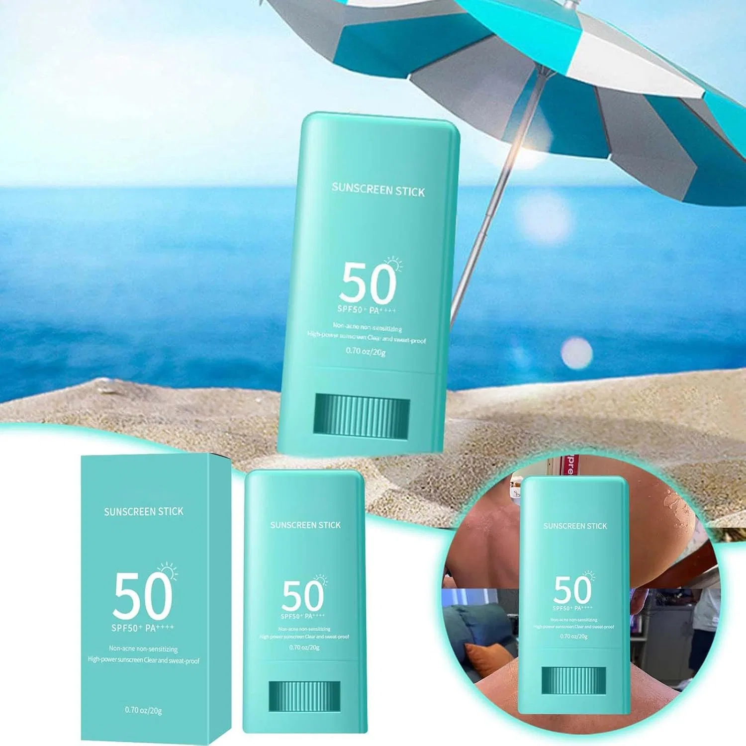 Солнцезащитный стик для чувствительной кожи SPF 50 Broad Spectrum Generic, голубой — фото 3