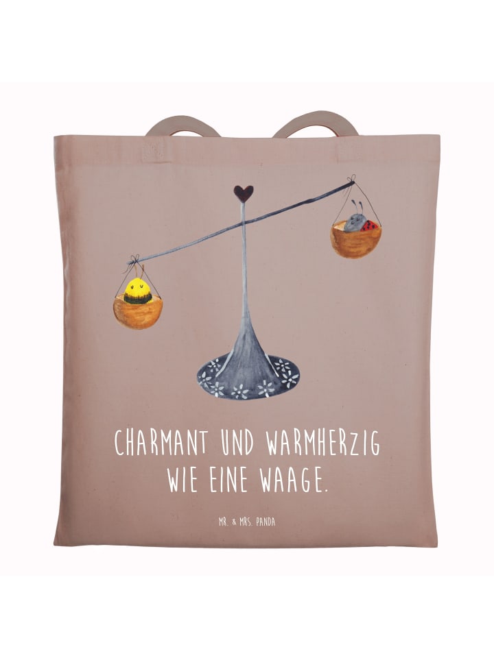 

Сумка Mr. & Mrs. Panda Tragetasche Sternzeichen Waage mit Spruch, коричневая пастель