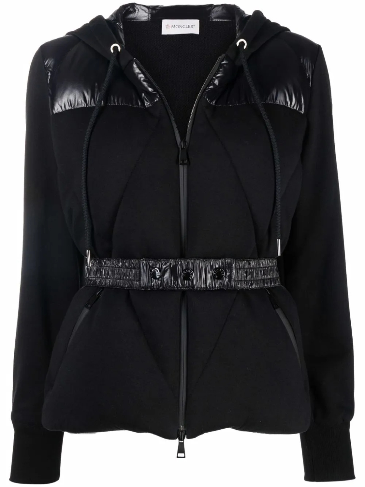 

Moncler худи на молнии с поясом, черный