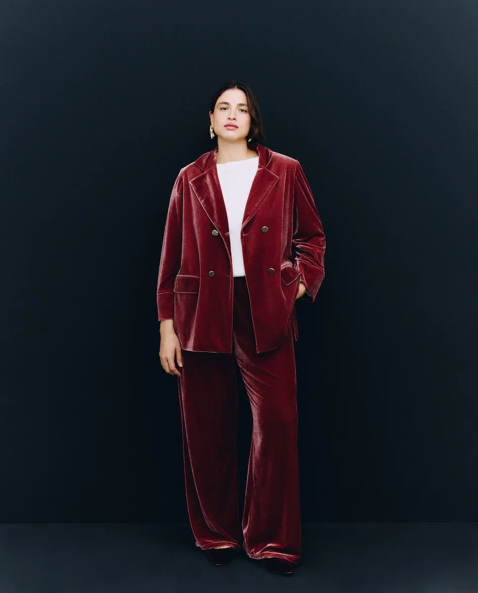 

Женская бархатная двубортная куртка Couchel, темно-розовый