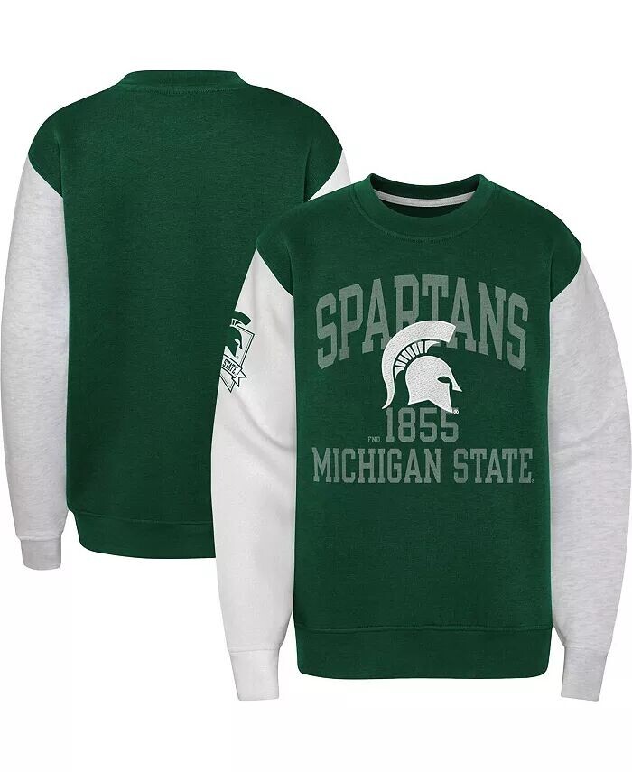 

Зеленый флисовый пуловер с цветными блоками Big Boys Michigan State Spartans Толстовка Outerstuff, зеленый