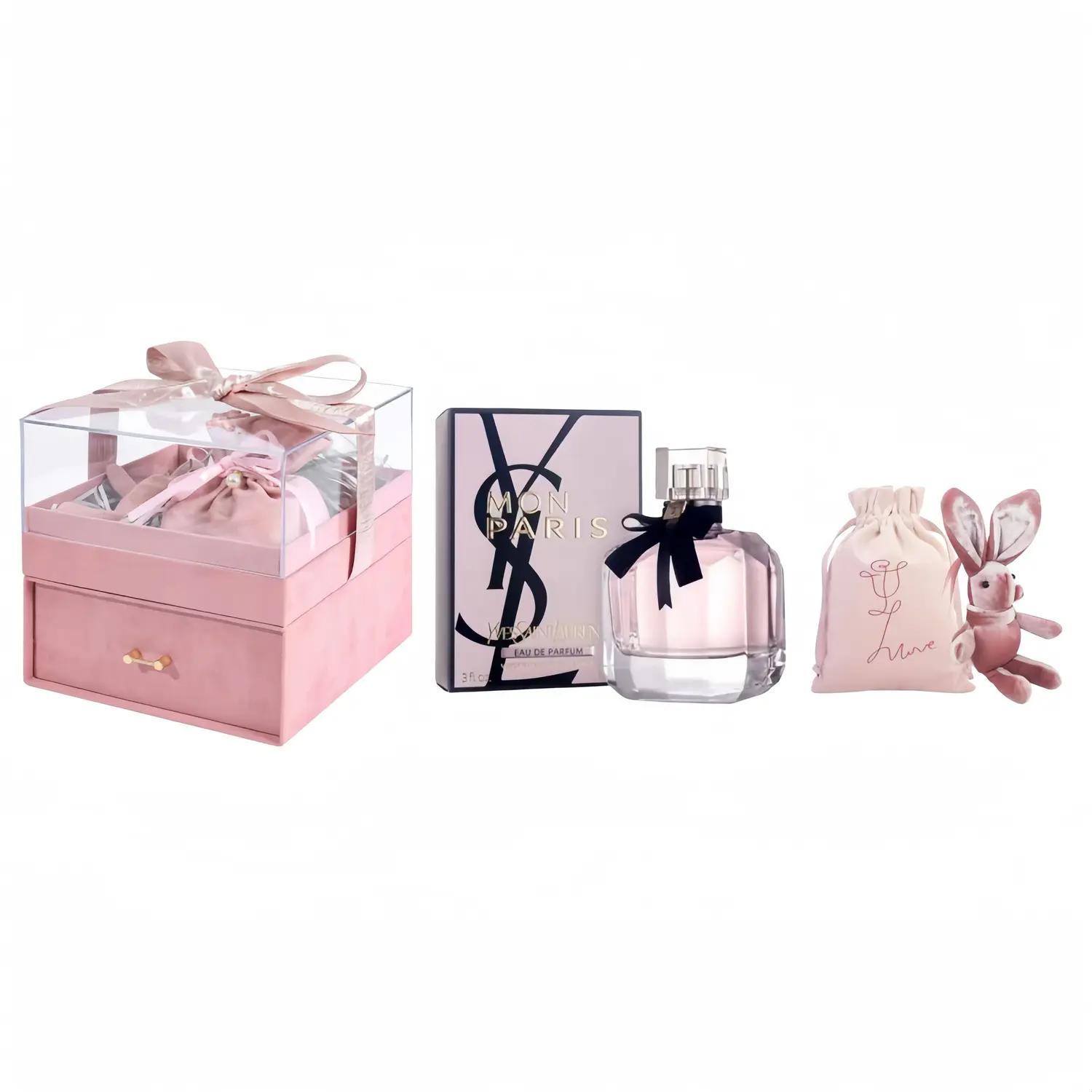 Набор духов Reverse Paris Light Glory, Eau De Parfum, Eau De Toilette 30 мл/50 мл/90 мл + Rabbit + парфюмерная сумочка SAINT LAURENT — фото 3