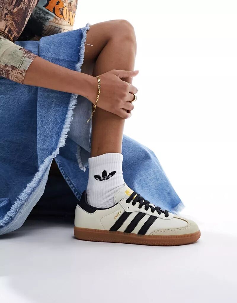 Кремовые и черные кроссовки adidas Originals Samba OG — фото 4