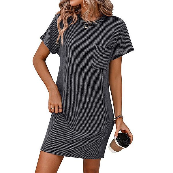 

Женское летнее платье-футболка с коротким рукавом и карманами Yesfashion, Dark Gray