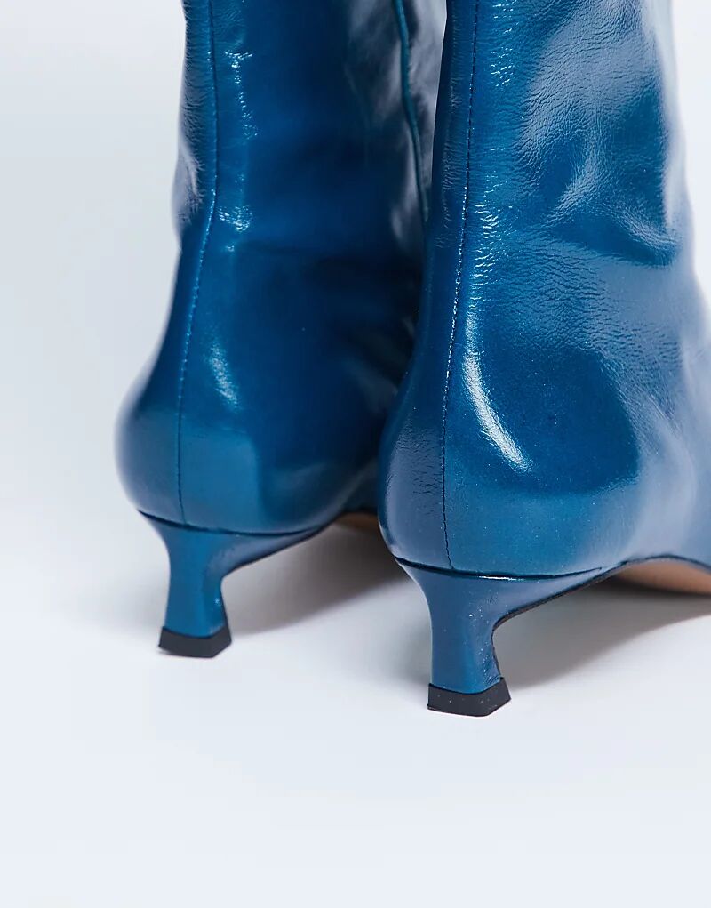 Сапоги Topshop Sophie Premium из натуральной кожи с острым носком, синие — фото 3