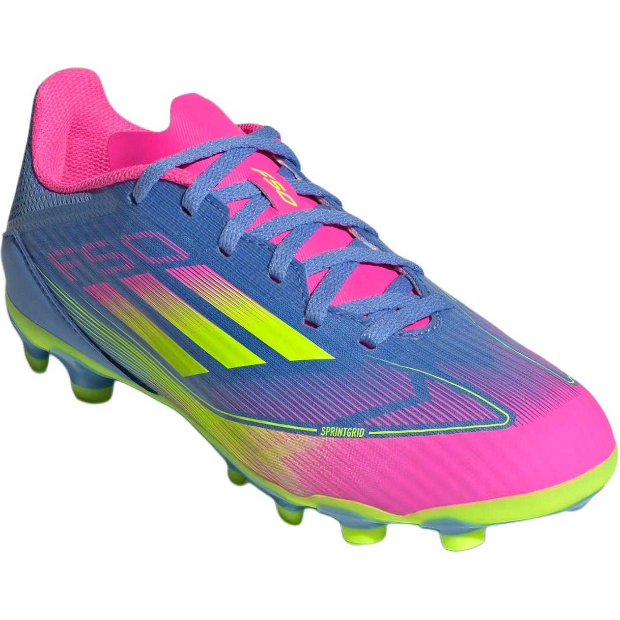 Adidas Детские футбольные бутсы KidsF50 League Slip Resistant Abrasion Resistant low top синие и розовые — фото 4