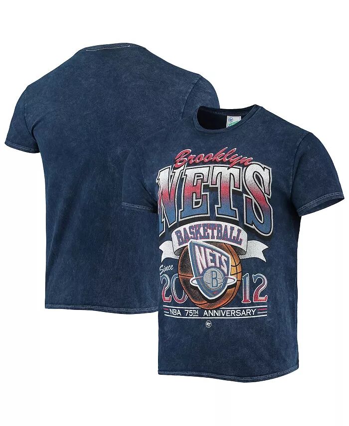 

Мужская футболка '47 Navy Brooklyn Nets 75Th Anniversary City Edition Mineral Wash Vintage-Look Tubular '47 Brand