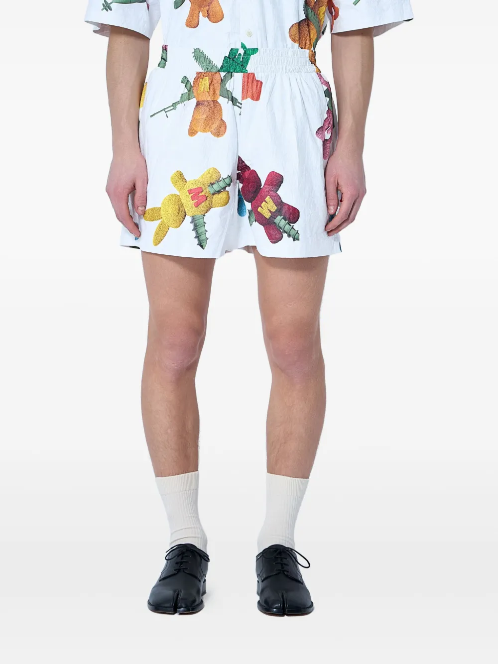 

Шорты с принтом плюшевого мишки Walter Van Beirendonck, белый