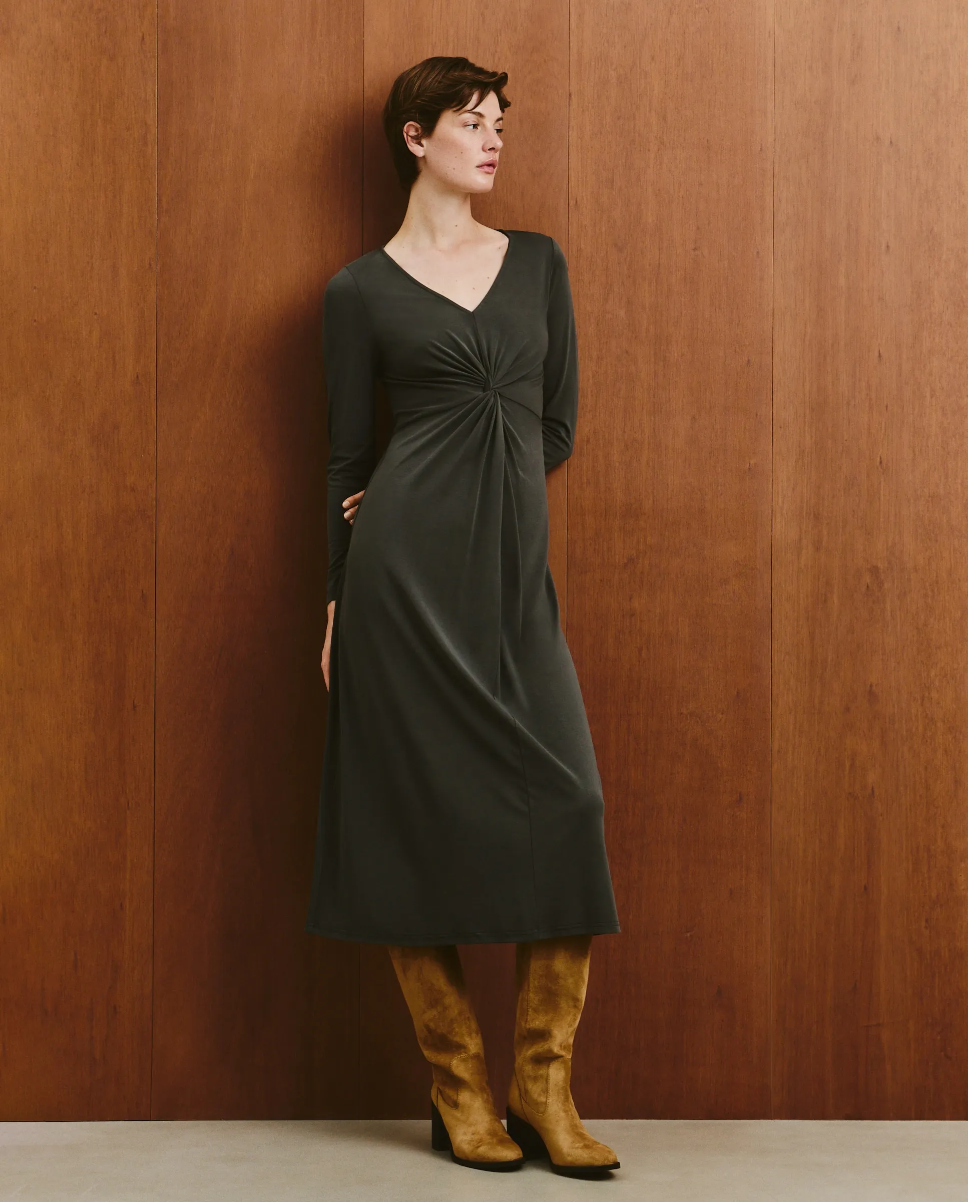 

Женское длинное платье Southern Cotton, темно-серый