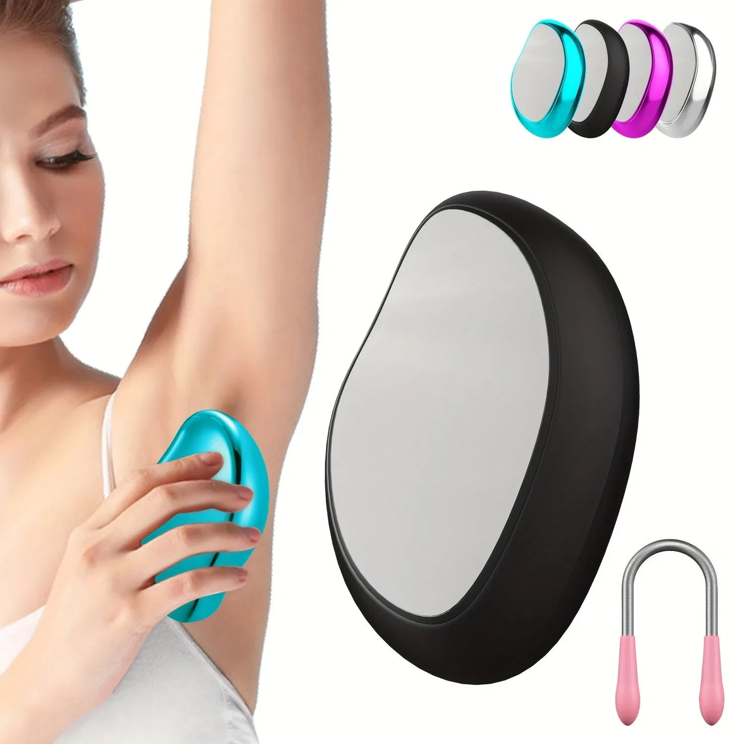 Хрустальный эпилятор Crystal Hair Eraser, инструмент для физического удаления волос, многоразовый эпилятор для тела, стеклянный эпилятор, портативный мягкий эпилятор AMORR, серебро — фото 2