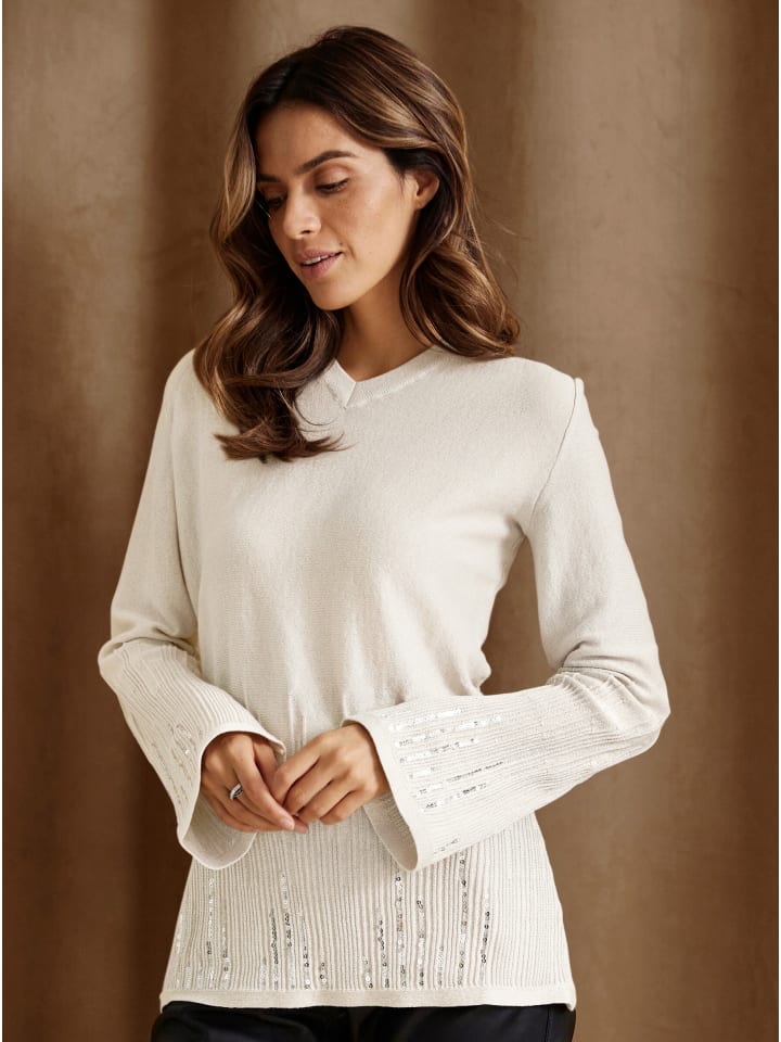 

Свитер с длинными рукавами цвета экрю с серебряным узором WITT WEIDEN