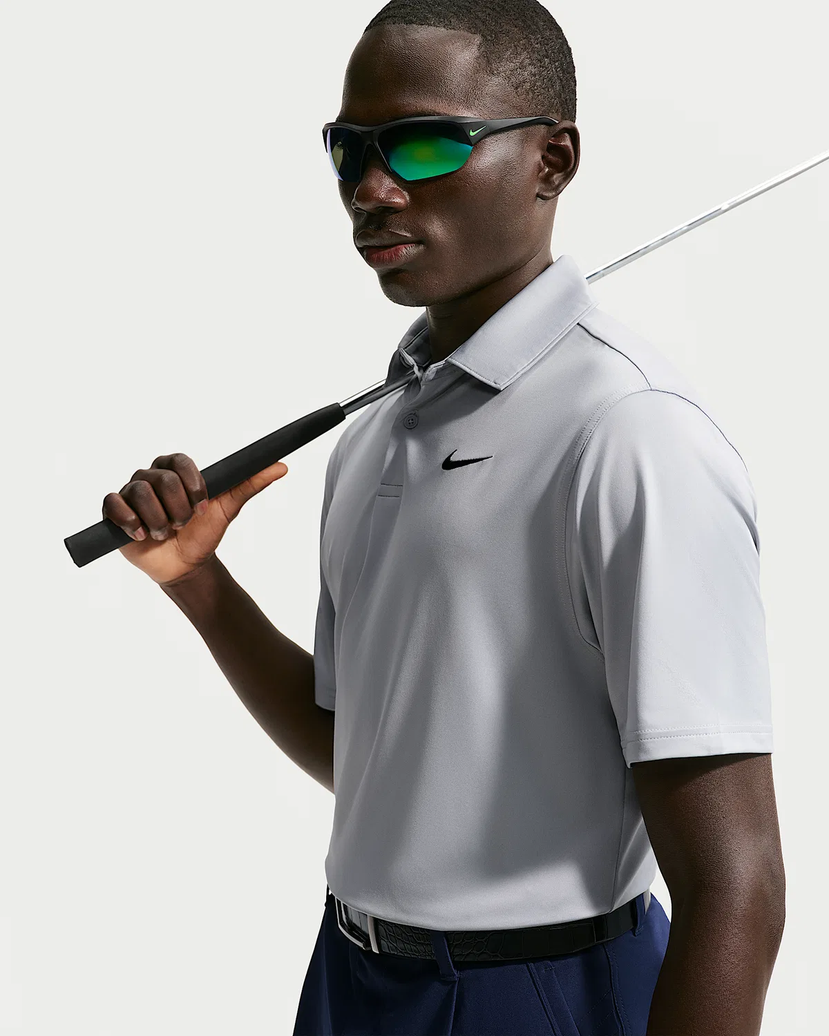 Мужское поло Nike Velocity Dri-FIT Chest Logo Golf, Wolf Grey/Black — фото 3