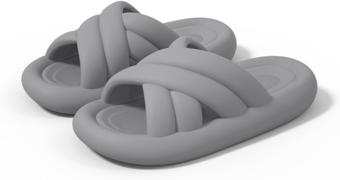 

Тапочки-подушечки для женщин и мужчин, шлепанцы, сандалии для душа, шлепанцы Cloud Slides с толстой подошвой Srdmuph, серый