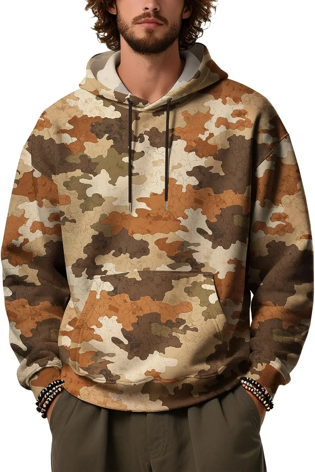 

Мужской камуфляжный худи с принтом, легкий, с длинным рукавом, Plus Size VELONLLONE