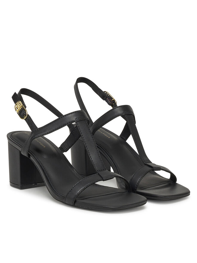 Сандалии Leather Block Heel Sandal FW0FW08532 Tommy Hilfiger, черный — фото 2