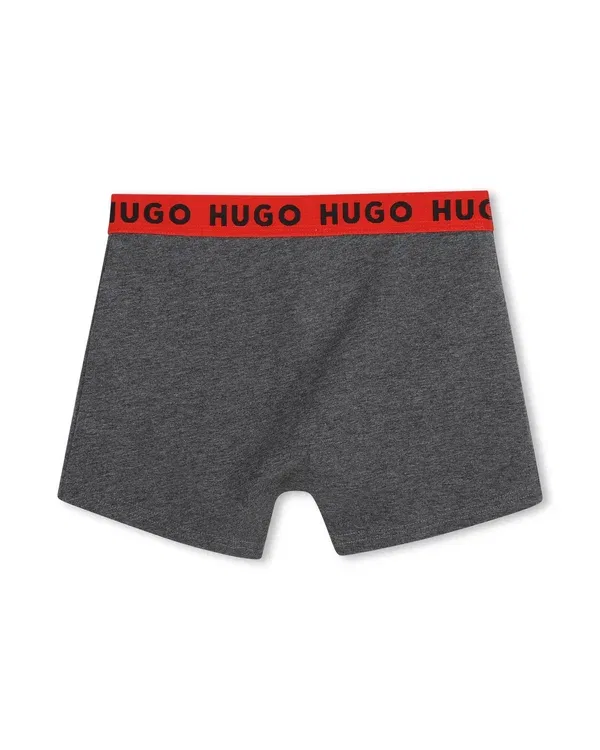 Трусы боксеры, набор 3 шт, Hugo Kids, grey marl medium, серый меланж — фото 3