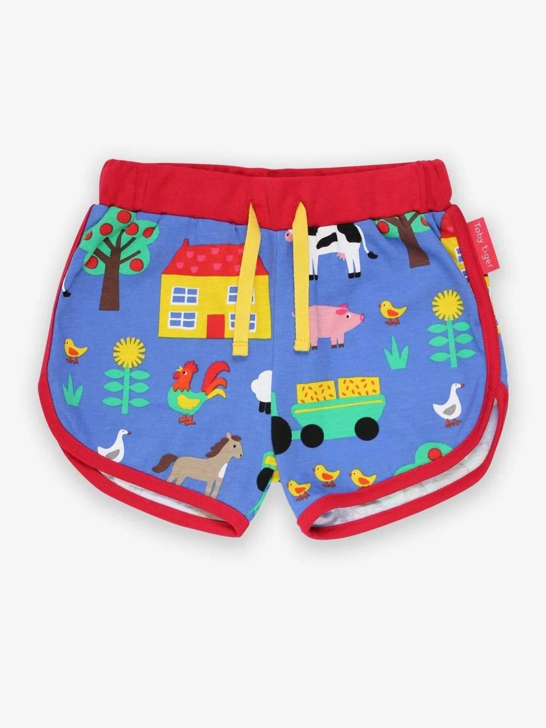 Шорты Toby Tiger Regular Bio-Baumwoll Kinder Shorts mit Bauernhof-Druck синего цвета